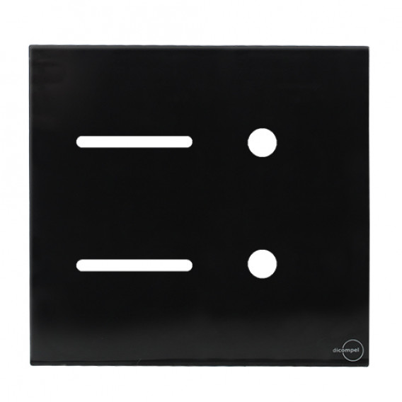 Placa p/ 2 Interruptores + 2 Furos 4x4 - Novara Glass Preto Brilhante